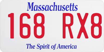 MA license plate 168RX8
