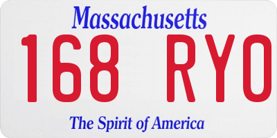 MA license plate 168RY0