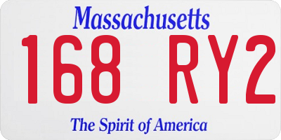MA license plate 168RY2