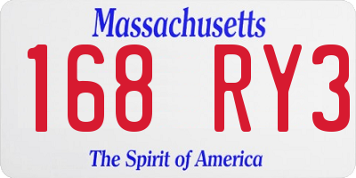 MA license plate 168RY3