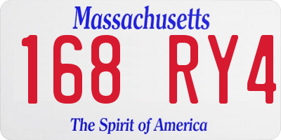 MA license plate 168RY4
