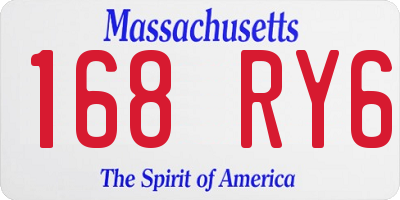MA license plate 168RY6