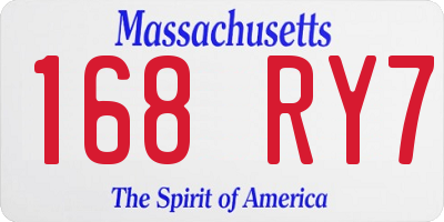MA license plate 168RY7