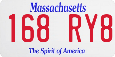 MA license plate 168RY8