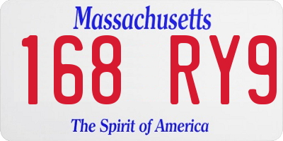 MA license plate 168RY9