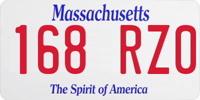 MA license plate 168RZ0