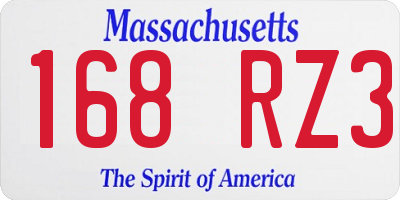 MA license plate 168RZ3
