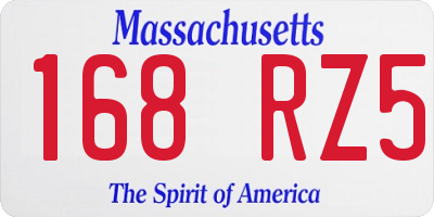 MA license plate 168RZ5