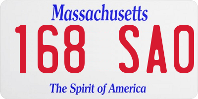 MA license plate 168SA0