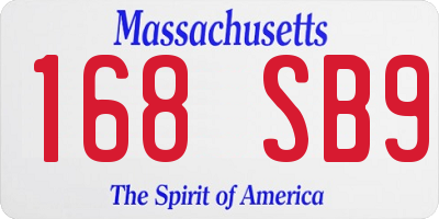 MA license plate 168SB9