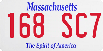 MA license plate 168SC7