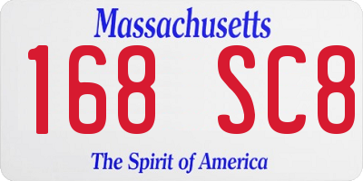 MA license plate 168SC8