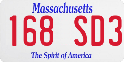MA license plate 168SD3