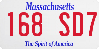 MA license plate 168SD7