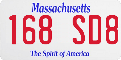 MA license plate 168SD8
