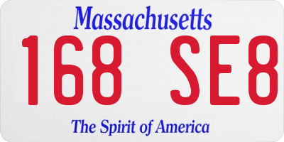 MA license plate 168SE8