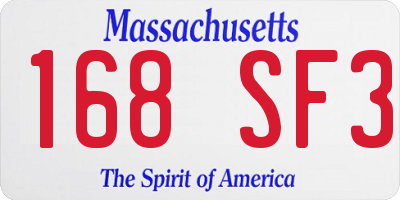 MA license plate 168SF3