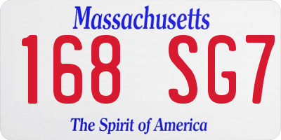 MA license plate 168SG7