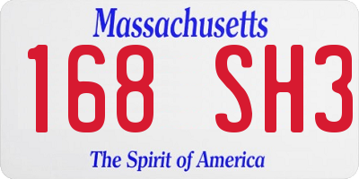 MA license plate 168SH3