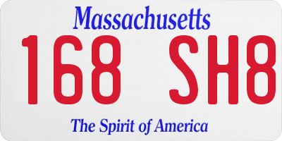 MA license plate 168SH8