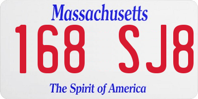 MA license plate 168SJ8