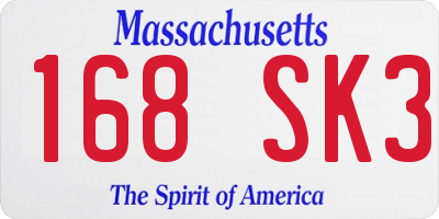 MA license plate 168SK3