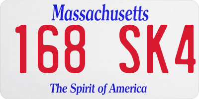 MA license plate 168SK4