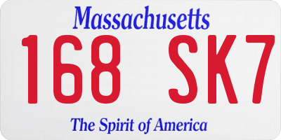 MA license plate 168SK7