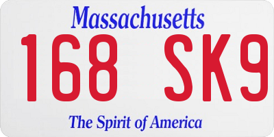 MA license plate 168SK9