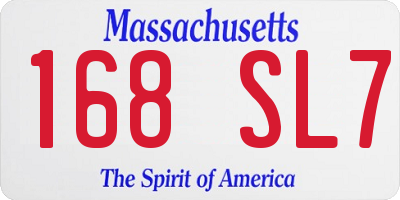 MA license plate 168SL7
