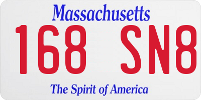 MA license plate 168SN8