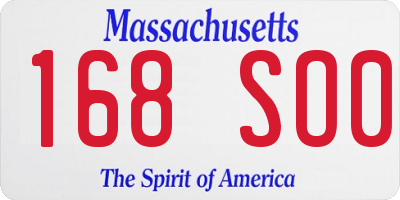 MA license plate 168SO0