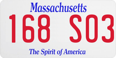 MA license plate 168SO3