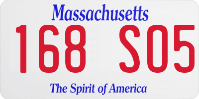 MA license plate 168SO5