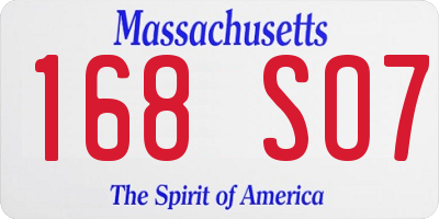 MA license plate 168SO7