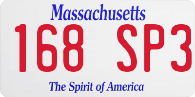 MA license plate 168SP3