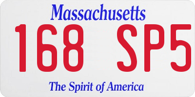 MA license plate 168SP5