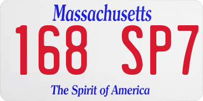 MA license plate 168SP7