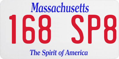 MA license plate 168SP8