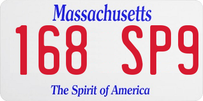 MA license plate 168SP9