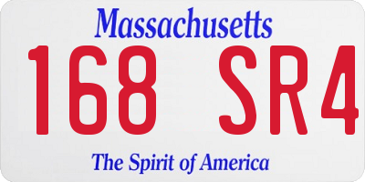 MA license plate 168SR4
