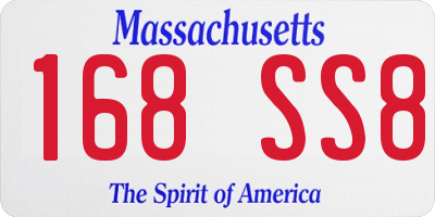 MA license plate 168SS8