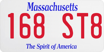 MA license plate 168ST8