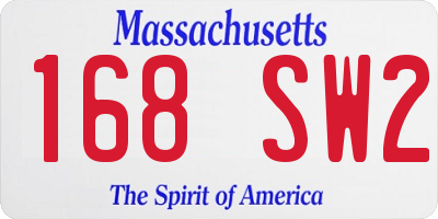 MA license plate 168SW2