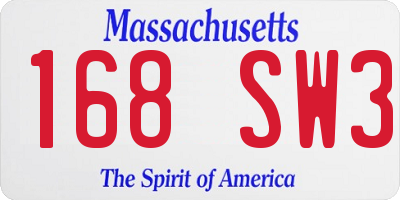 MA license plate 168SW3
