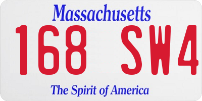MA license plate 168SW4