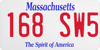 MA license plate 168SW5