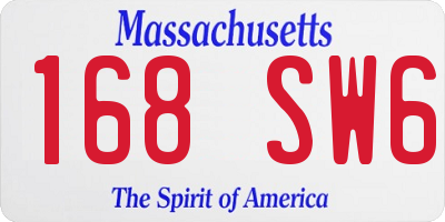 MA license plate 168SW6