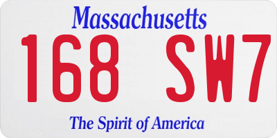 MA license plate 168SW7
