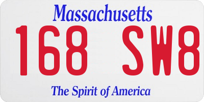 MA license plate 168SW8